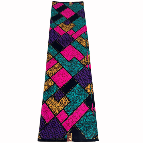 Tela africana estampada 6 yardas rosa púrpura 100 % algodón material de costura Ankara - Imagen 6 de 16