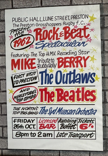 THE BEATLES - FRAMED REPRODUCTION BILL POSTER / FLYER (PUBLIC HALL, PRESTON) - Picture 2 of 2