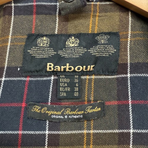 Barbour Wax Jacket Womens Size 10 Green 100% Waxed Cotton Classic Country Coat - Picture 7 of 19