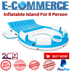 New-Inflatable-Island-Raft-Floating-Pool-Party-6-Person-Lake-Lounge-Float-Cooler