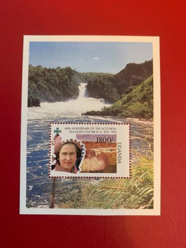 UGANDA 1992 MNH QUEEN ELIZABETH 2 4OTH CORONATION ACCESSION ANNIV WATERFALLS