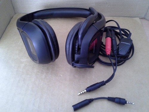 Plantronics A355 Black Headset Headphones with Microphone + adapters. Working - Picture 1 of 21