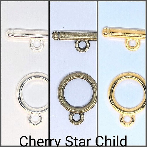 Silver yellow gold bronze pl toggle clasp classic fob jewellery findings 2pcs - Picture 1 of 4