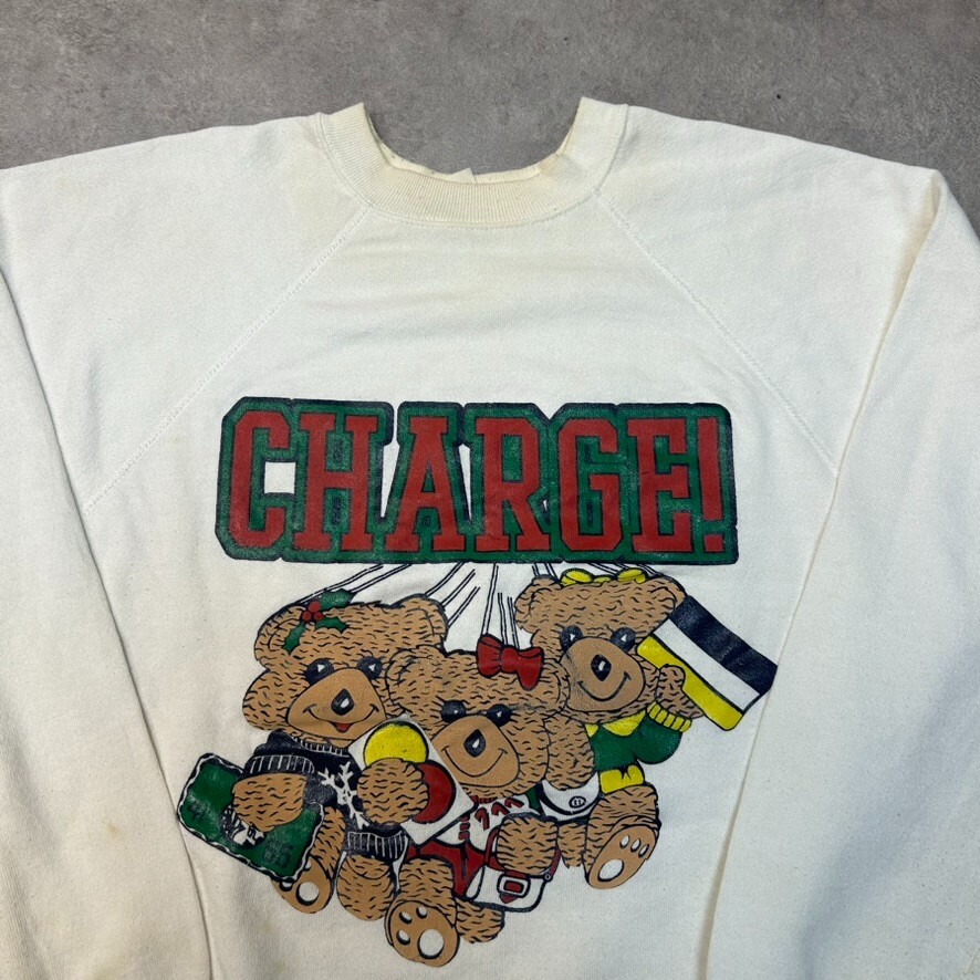 Tultex Charge Jumper Mens XL Crew Neck Teddy Bears Pullover Sweater, White image 4