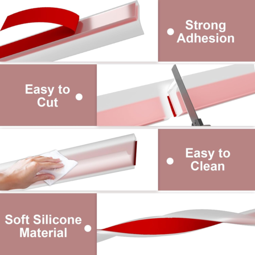 Shower Threshold Water Dam Guard - Silicone Waterproof Barrier, Leak-Proof, Self - Picture 5 of 7