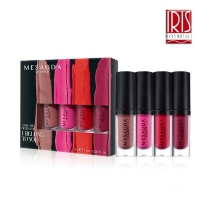 MESAUDA EXTREME MATTE TRAVEL KIT 4 MINI ROSSETTO LIQUIDO OPACO LUNGA DURATA 4PZ