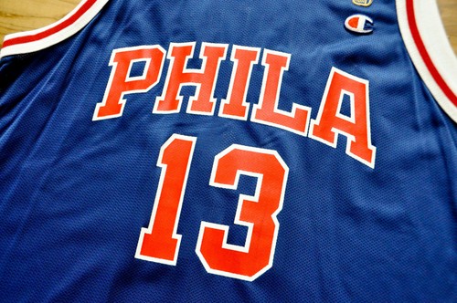Wilt Chamberlain PHILA Warriors Champion Jersey NBA 50th Gold Logo Men 44 L NWT - Picture 9 of 15