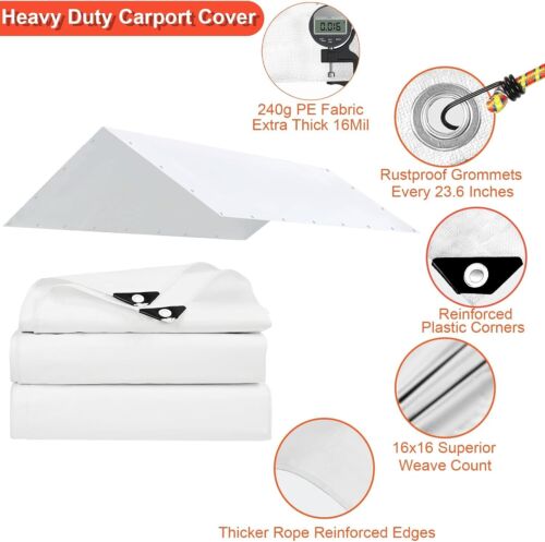 10 x 20 Ft Carport Replacement Canopy Cover Garage Top Tent Shelter (Only Cover) - Picture 3 of 6