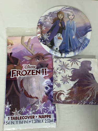 Frozen Birthday Party Lot. 84"x54" Reusable Table Cover, Plates, Napkins - Picture 11 of 13