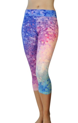NEW Comfy Yoga Pants - Mosaic Yoga Capri - Printed Cropped Women's Yoga Leggings