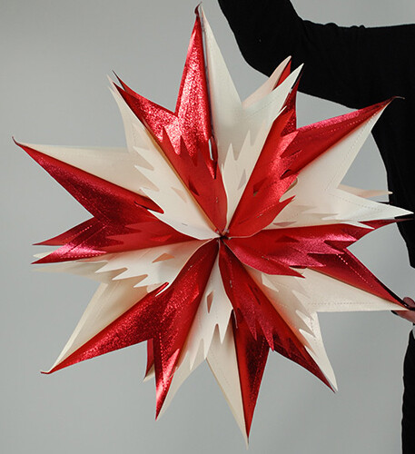 2er PACK RIESIG 2FT/60CM WEIHNACHTEN HÄNGEND ROT/CREME STERN DEKORATION ATEMBERAUBEND - Bild 4 von 6