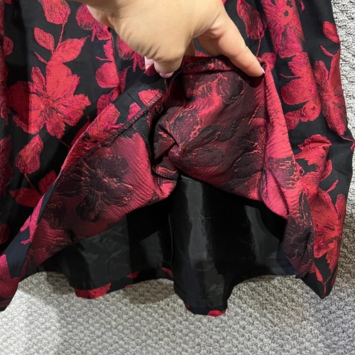 Calvin klein Midi Dress Women's Size 8P Red Black Floral Print Lined Sleeveless - Picture 11 of 15
