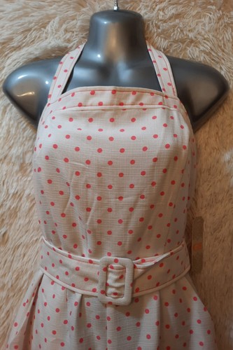 GB Polka Dot Wide Leg Jumpsuit Summer Romper Capri Pants Women Large Pink White - Picture 3 of 11