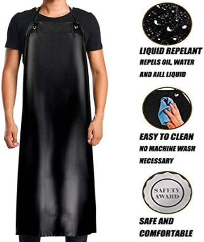 Herren schwarz wasserdicht Gummi Vinyl Arbeitsschürze - 43"x29" strapazierfähiges Modell, NEU - Bild 7 von 7