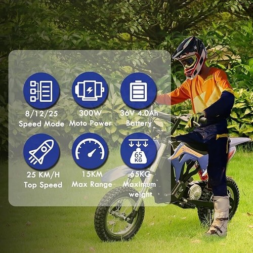 Cross Bike Kinder Pocketbike Motorcrossbike 300 Watt 36 Volt Crossbike Blau - Bild 2 von 6