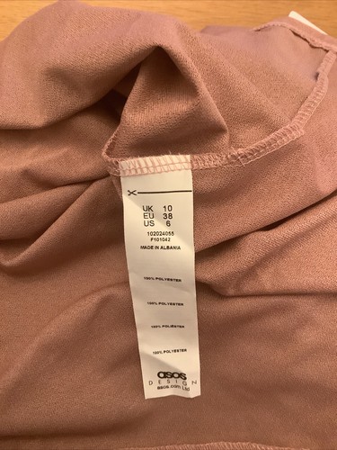 ASOS DESIGN Wrap Front Tie Back Dusty Pink Midi Dress Size 10 - Picture 5 of 6