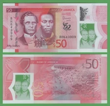 Jamaica 50 Dollars 2022 P-96 UNC Polymer Banknote Caribbean Money