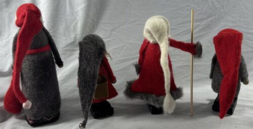 Vintage Ljungstroms Tomte Swedish Sweden Felt Wood Christmas Gnome Figure Lot 4 - Picture 2 of 19