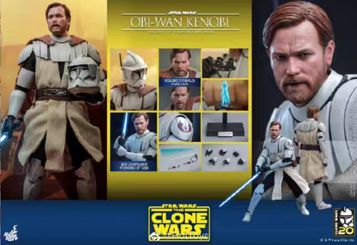Hot Toys TMS095 Star Wars Clone Wars Obi-Wan Kenobi 1/6 Action Figure New - Picture 2 of 4