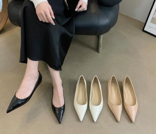 Womens Fashion Patent Leather Boats Shoes Summer Pointy Toe Casual Flats Loafers - Picture 5 of 19