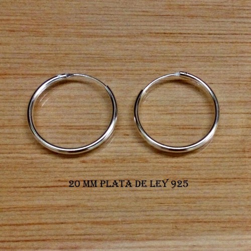 PENDIENTES AROS de PLATA de ley 925 de 20 mm y grosor 1,5 mm.. con Estuche - Imagen 2 de 5