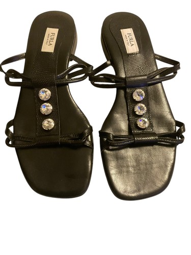 Furla Women’s Black Leather Studded Accents Slides Size: 8.5 | US8.5, IT38.5 - Picture 7 of 12