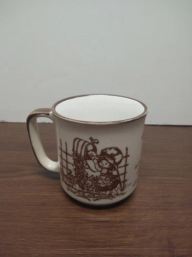 Coffee Tea Mug Foreign Japan Vintage Strawberry Shortcake Brown and Cream