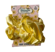 The Vintage Cosmetic Company Yellow Satin Hair Scrunchies 2-Pack NEW