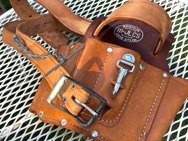 BASHLIN CLIMBING TOOL BELT LINEMAN POLE LEATHER BODY BELT III-JLCS VTG BASHLIN CLIMBING TOOL BELT LINEMAN POLE LEATHER BODY BELT III-JLCS VTG