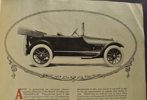 1916 Buick Bulletin Brochure Six D-6-45 Touring Car Original 16 - Picture 20 of 22
