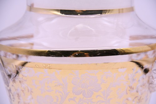 Mid-Century Modern Pitcher Gold And Clear With Applied Clear Handle - Picture 8 of 19