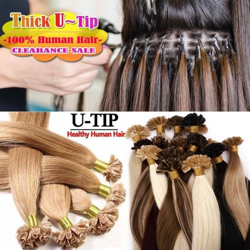 Indian Hair Nail U Tip Keratin Fusion Hair Extensions 100% Remy Real Human Hair - Picture 1 of 25
