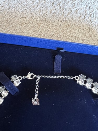 Swarovski Crystal Hot Narrow Double Collar Necklace Grey Silver RARE New In Box - Picture 12 of 13