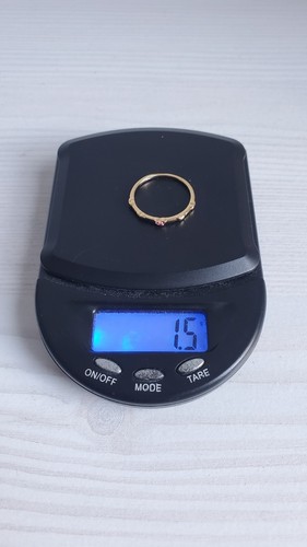 750 18k Yellow Gold Ring Band Simple Dainty Pink CZ Hearts 1.5g Size 6.75 NEW - Picture 7 of 7