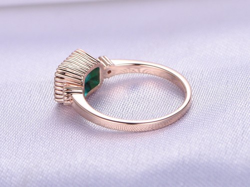 1.45 Ct Emerald Cut Real Emerald & Diamond Engagement Ring 14K Solid Rose Gold - Picture 8 of 13