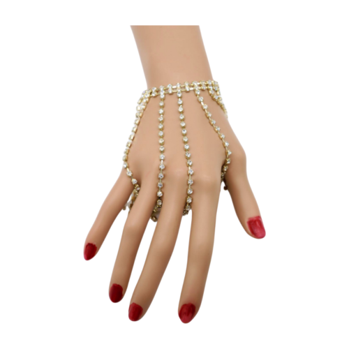 Women Fashion Gold Metal Chain Wrist Bracelet Silver Rhinestones Long Tassels - Picture 4 of 24