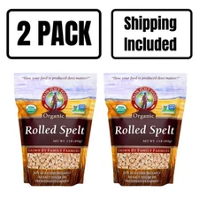 Organic Rolled Spelt | Pack of 2 | 1 lb | Non-GMO | Shipping Included | Grain Pl