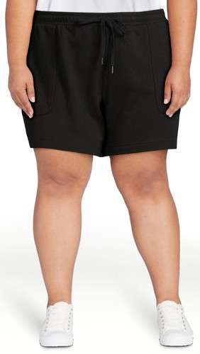 Terra & Sky Damen Plus 3X (24-26W) Schwarz Pull On Strick Shorts Stretch Relaxed - Bild 1 von 5