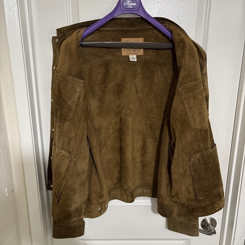 Vintage Gap Blue Jeans World Standard Brown Suede Leather Jacket Trucker XL - Picture 8 of 11