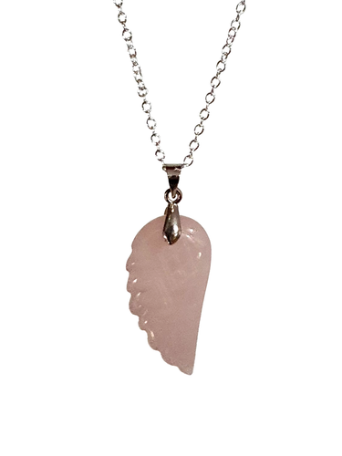 Collar Ala de Ángel Rosa Cuarzo Colgante Devoción Piedra 18" Cadena Plateada - Imagen 7 de 12