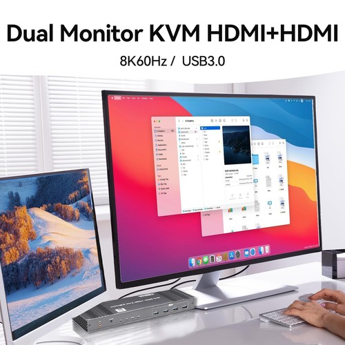 8K Dual HDMI KVM Switch 2 Monitors 2 Computers 8K@60Hz/4K@144Hz,Support 2 Com... - 第 2/9 張圖片