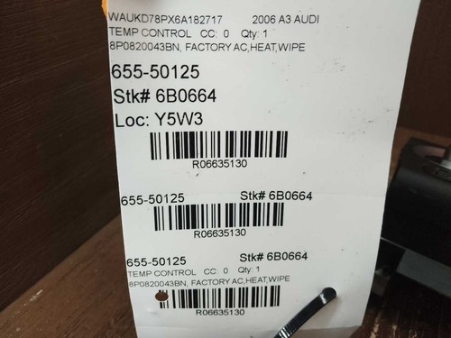 2006-2008 AUDI A3 AC HEAT CLIMATE TEMPERATURE CONTROL PANEL 8P0820043BN - Picture 9 of 15