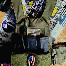 Xl 11x14 ranger green defense mechanisms plate carrier w/3 ar mag placard 