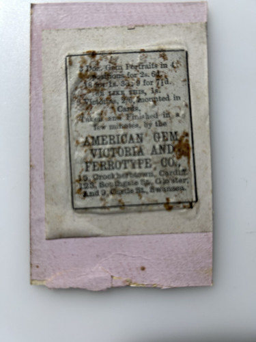 Tintype Portrait. American Gem Victoria and Ferrotype Co - Picture 2 of 2