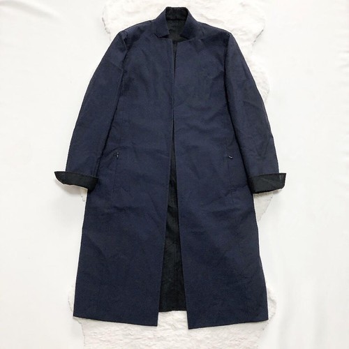 AKRIS Cotton Trench Jacket With Scarf US6 Black Navy Outerwear F/S - Picture 5 of 10