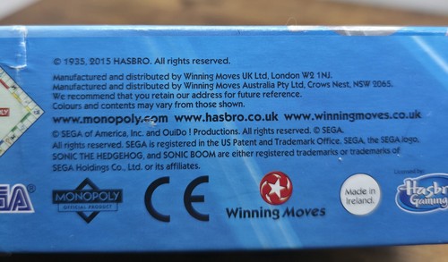 Monopoly Sonic Boom Board Game Complete Hasbro Sega 2015 Winning Moves - Picture 15 of 21