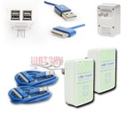 2X 4 USB PORTS HOME WALL ADAPTER+10FT CABLE POWER CHARGER BLUE GALAXY TAB NOTE