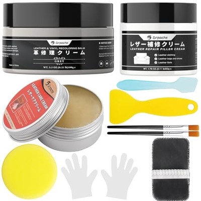 Leather Recoloring Balm Mink Oil Leather Conditioner & Leather Filler Grey