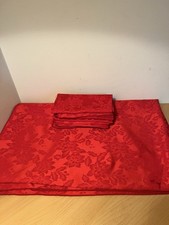 Large red Christmas tablecloth 60 By 96 with 10 matching napkins