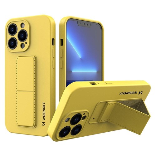 Wozinsky Kickstand Case silikonowe etui z podstawką iPhone 13 mini żółte - Zdjęcie 1 z 12